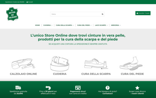 La Bottega del Calzolaio home page screenshot